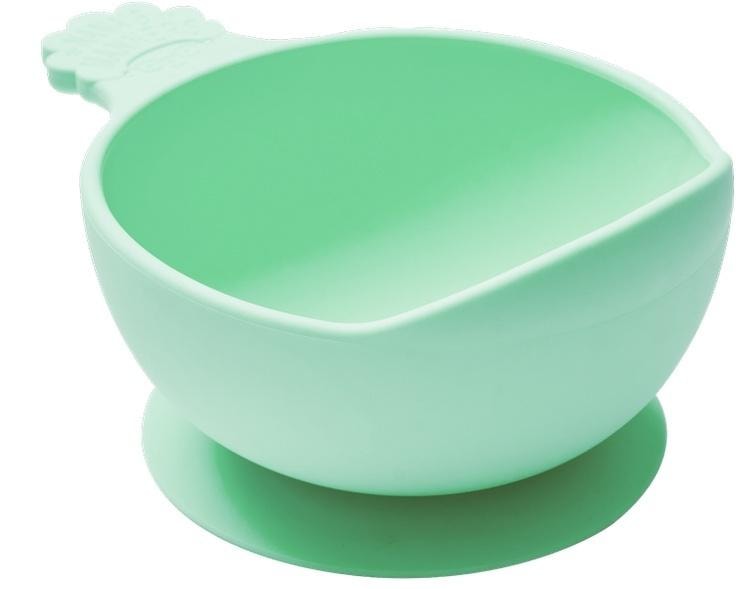 Nana's Manners Silicone bowl with suction cup and handle green
