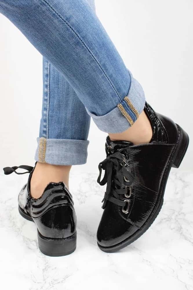 SOK Women's Patent Leather Loafers Black - elegant and comfortable