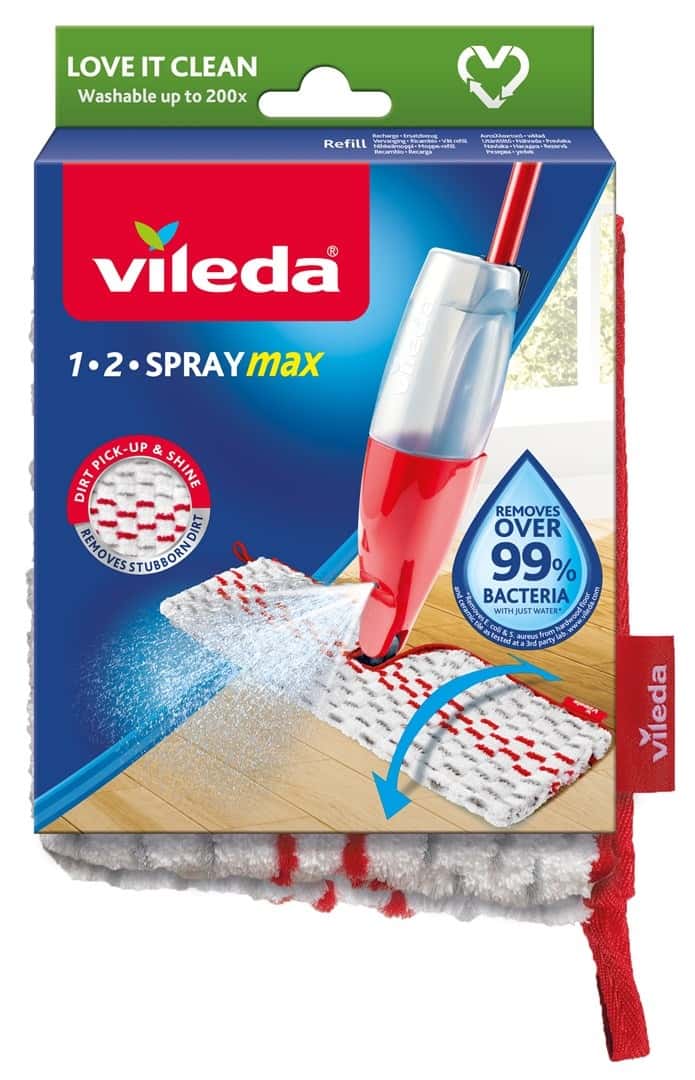 Vileda 1-2 Spray Max BOX - Flat mop with container - perfect for quick cleaning