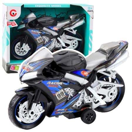 Leantoys Black and blue racing motorcycle with light and sound effects
