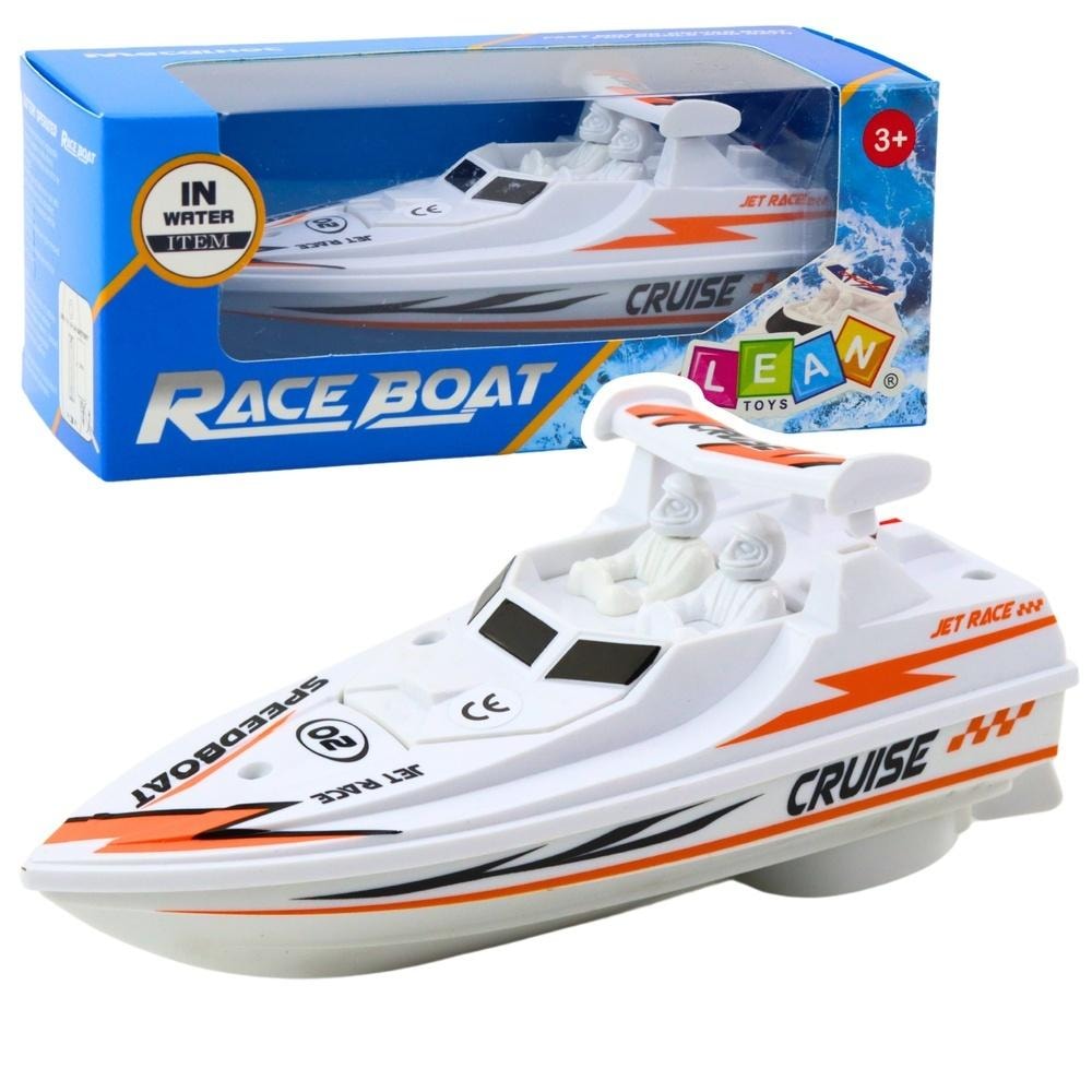 Leantoys Motorboat battery powered white - ideal for playing in water