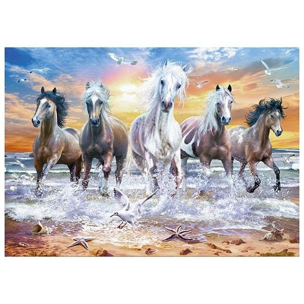 5D Diamond Painting Mosaic - Horses 40x30cm - Create your own masterpiece!