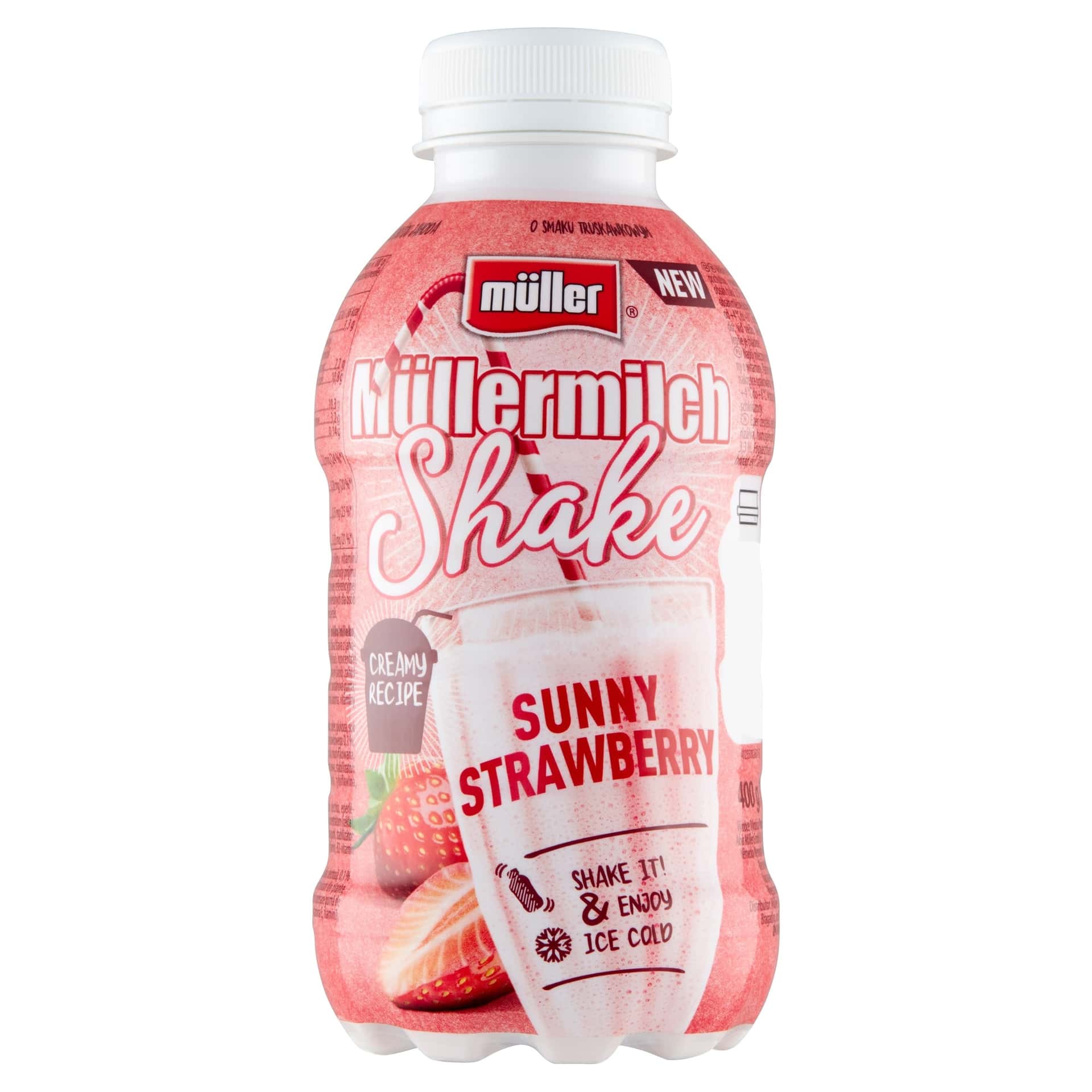 Müller Müllermilch Shake Strawberry - Creamy milk drink 400g ideal for dessert
