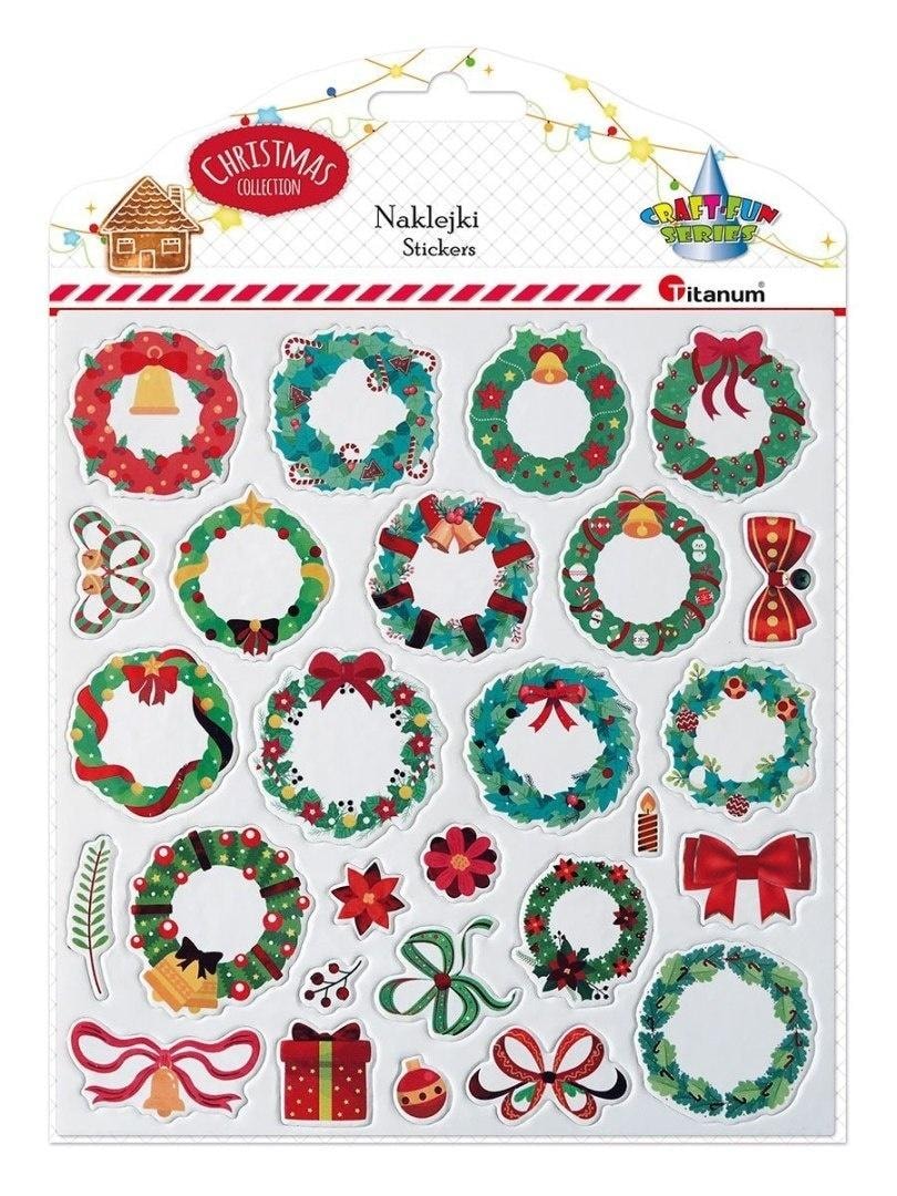 Titanum 3D Stickers paper on felt Christmas wreaths mix 27 pieces - perfect for decoration