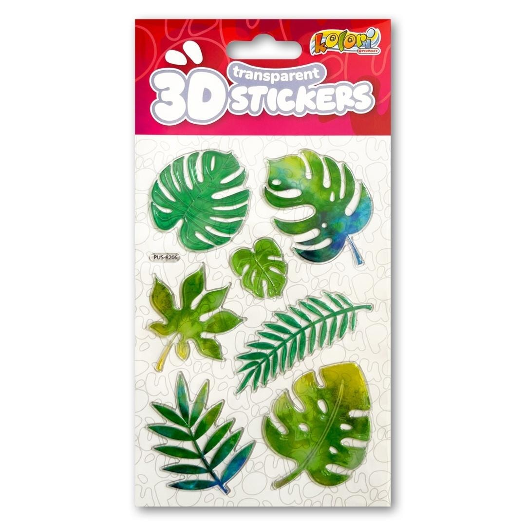 3D Stickers Transparent Green Leaves - add charm to your projects