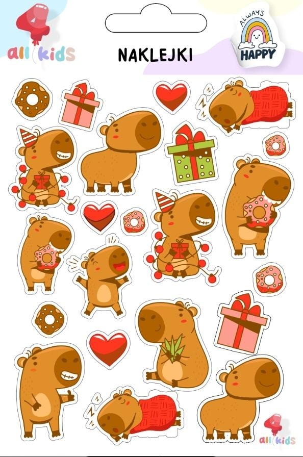 All4Kids Sticker Set for Kids Capybara Christmas - creative fun