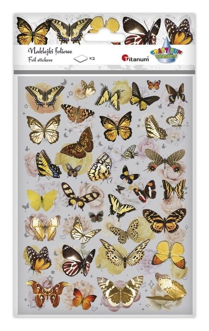 Titanum Foil Stickers 2 Sheets - Butterflies and Flowers, ideal for decoration