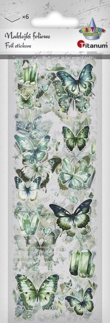 Foil Stickers 6 Sheets Butterflies - Green Tones for Creative Minds