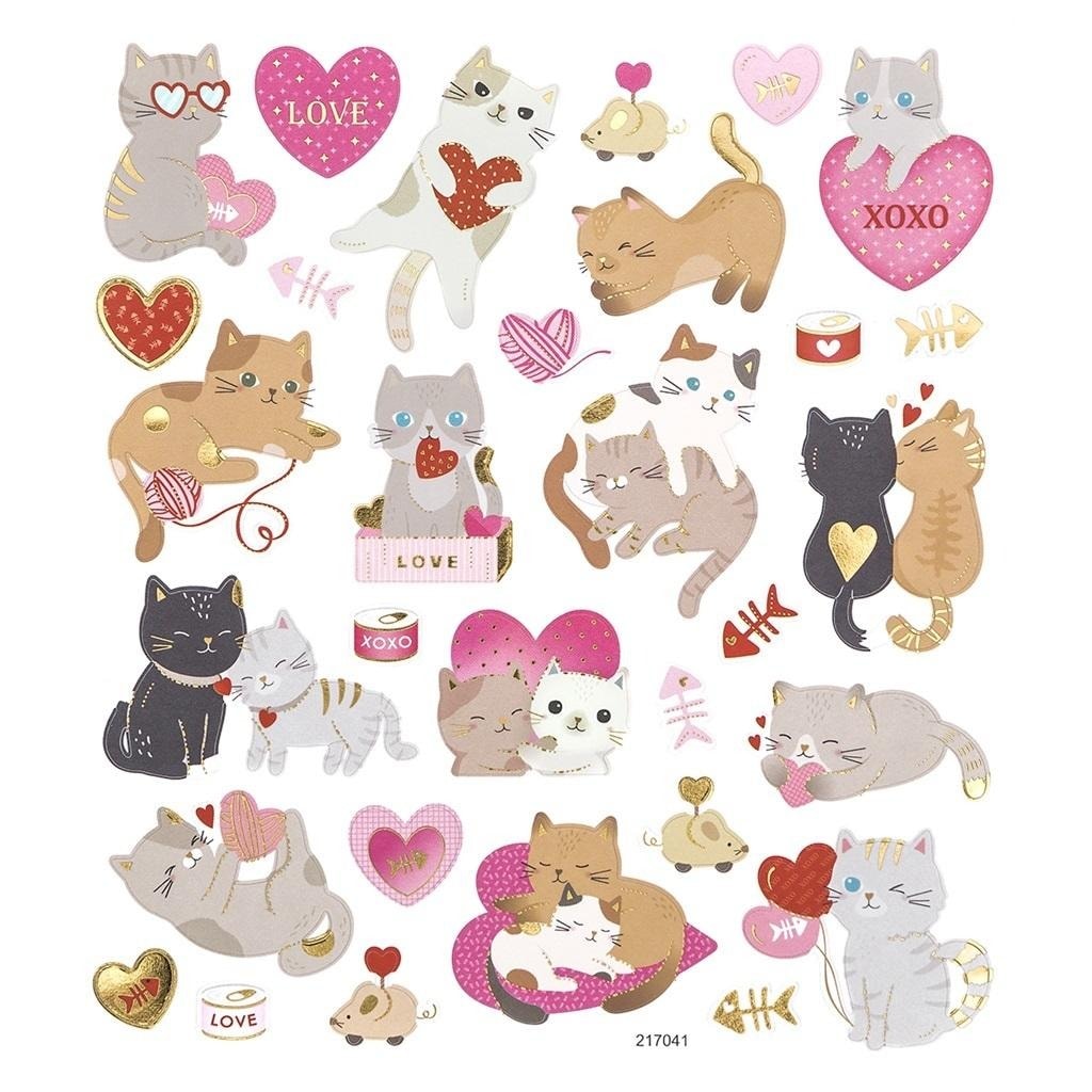 Kitten Stickers - Paper stickers with gold accents 31 pieces