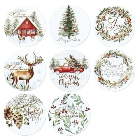 XMAX Paper stickers on tape 25 mm - 500 pieces Christmas designs