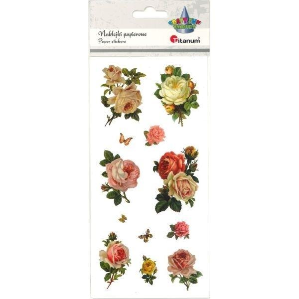 Titanum Paper stickers roses mix 12 pieces - ideal for scrapbooking