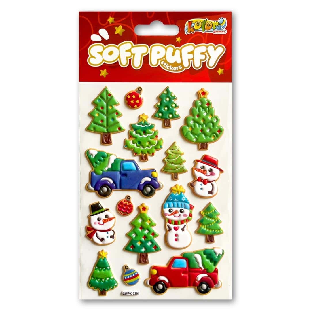 Penmate Puffy stickers Christmas Tree and Smowmen - ideal for Christmas decorations