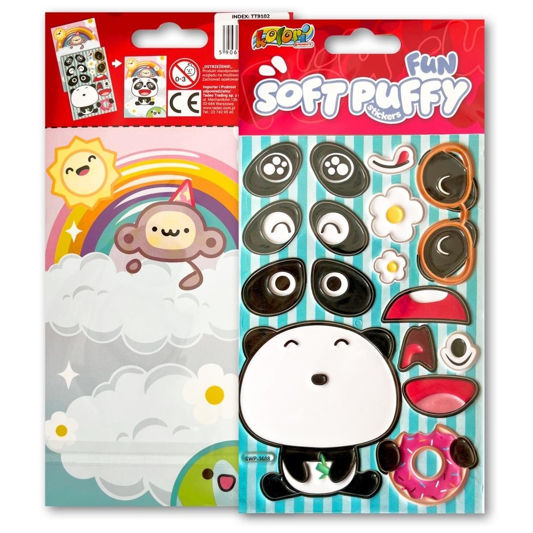 Fun with Panda - Soft Puffy Stickers with Panda Motif