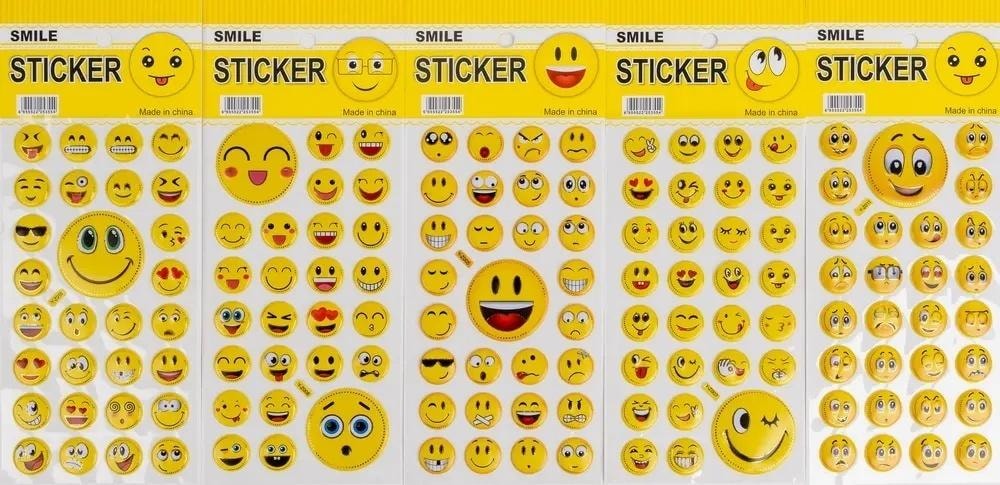 Smile Stickers embossed - 6 pieces - add a smile to every item!