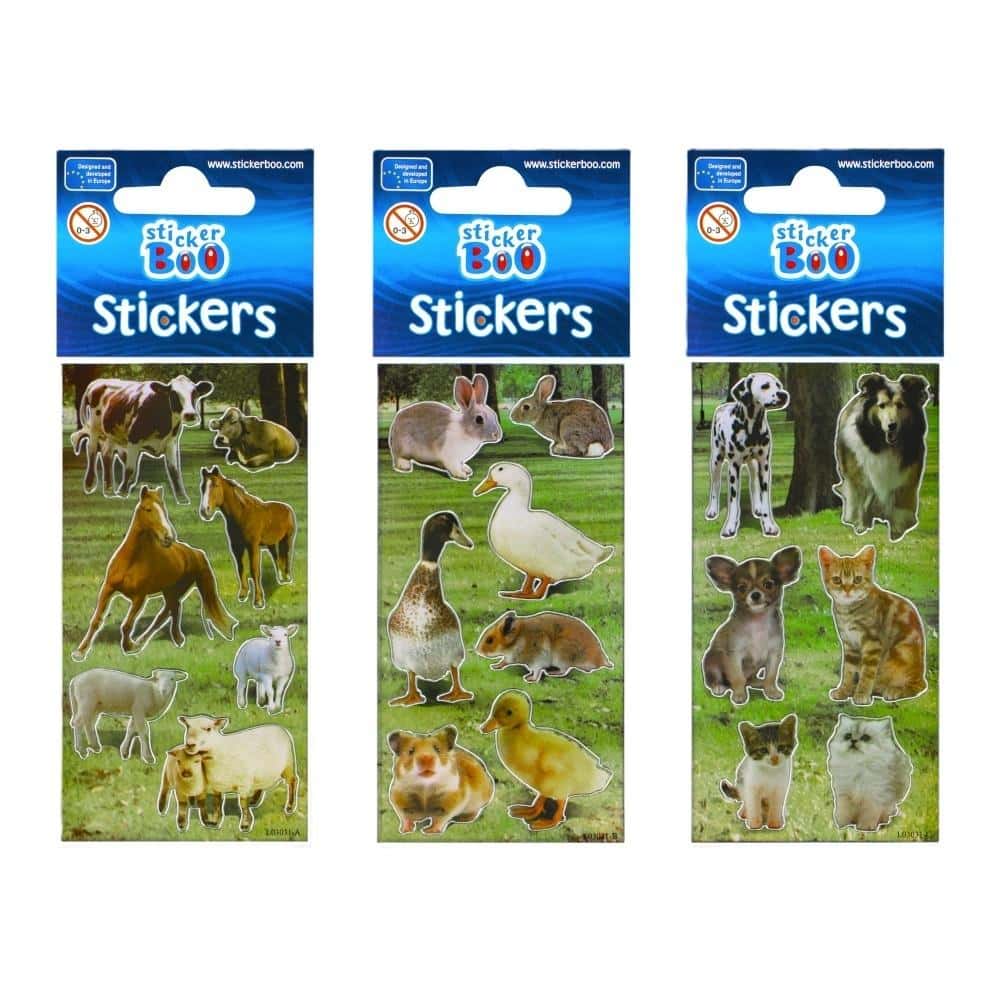 Sticker Boo Stickers Animals silver border - Mix patterns for children