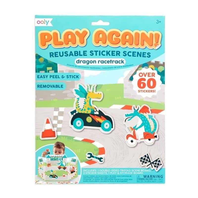 Ooly Reusable Stickers Play Again - Dragon Races - Creative fun for children