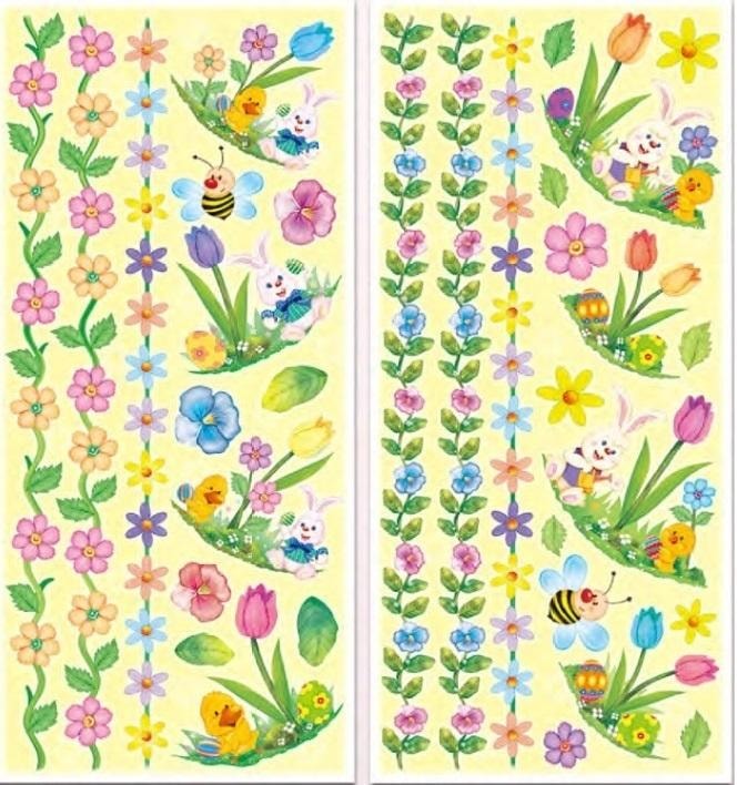 Spring Stickers Pop-Up - flowers and rabbits with glitter