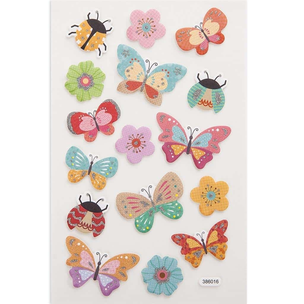 dpCraft Glitter Foam Stickers - Butterflies 16 pieces