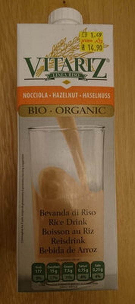 Vitariz Organic Rice Drink with Hazelnuts - 1 l healthy and delicious