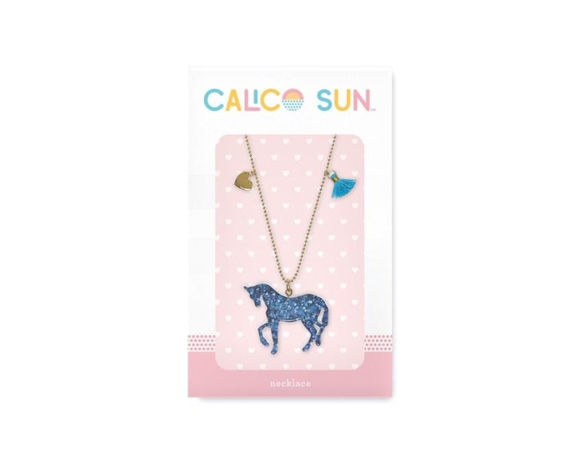 Lucy Necklace - Unicorn with Glitter and Heart - Magical Accessory for Girls