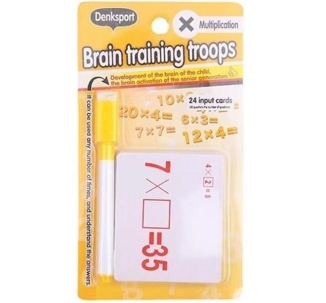 Denksport Brain Training Troops - Multiplication learning cards with pen
