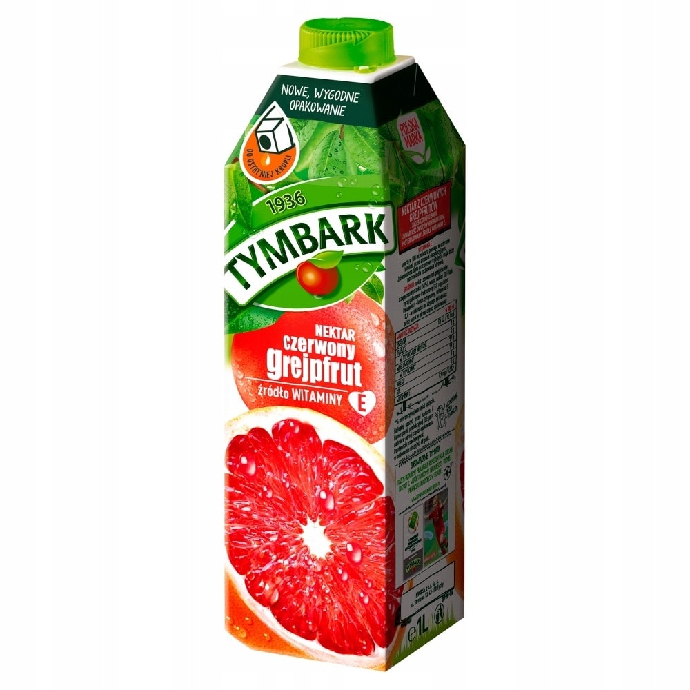 Tymbark Red Grapefruit Nectar 1L - Refreshing taste with Vitamin E