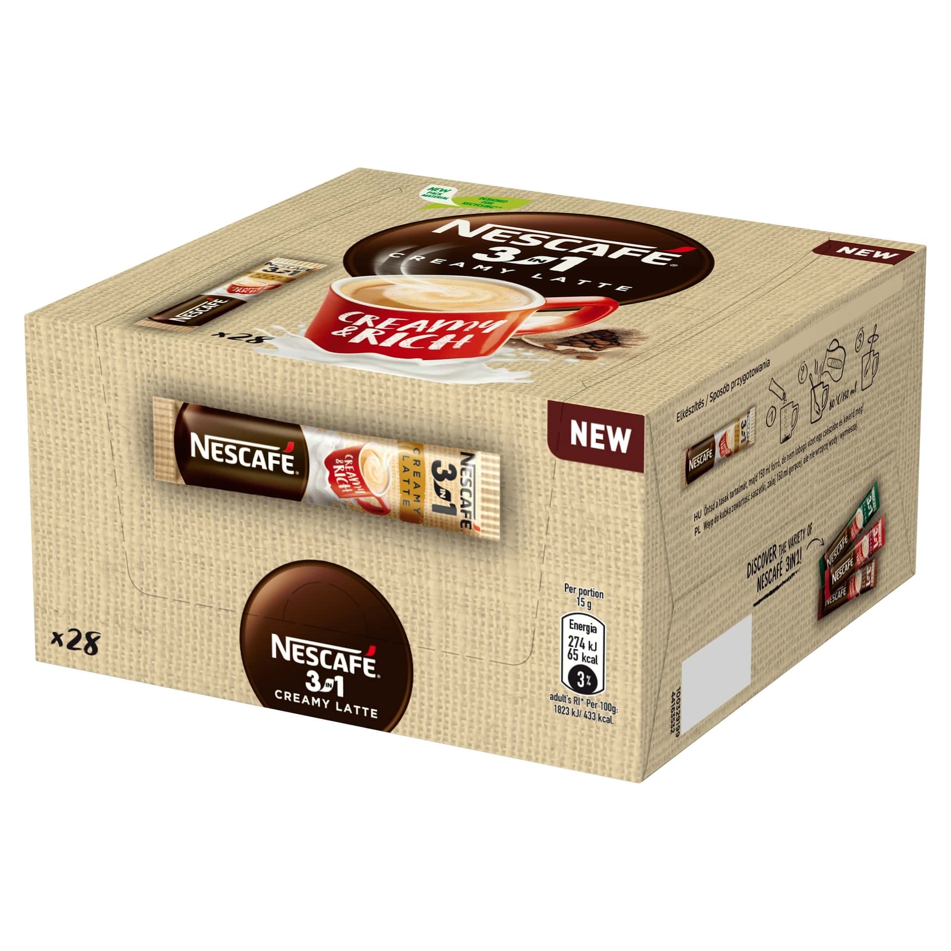 Nescafé 3in1 Cream Latte - quick coffee with milk and sugar