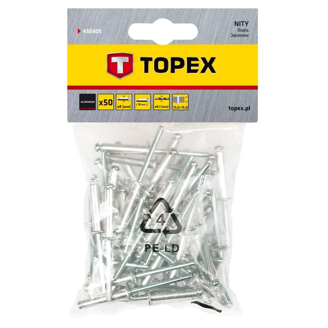 Topex Aluminium rivets 4.0 x 18 mm - 50 pieces for strong connections