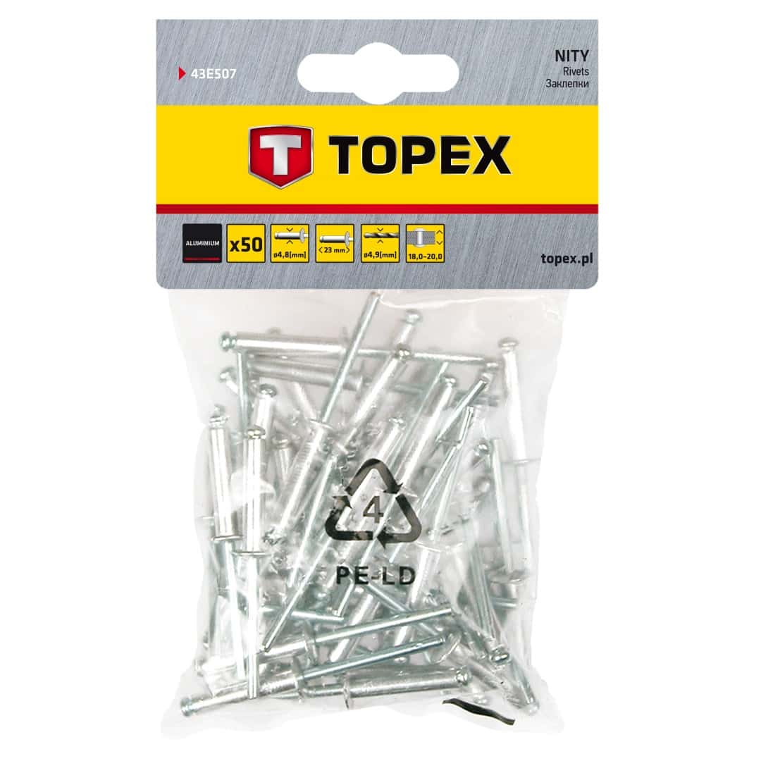 Topex aluminum rivets 4.8 x 23 mm - 50 pieces for many applications