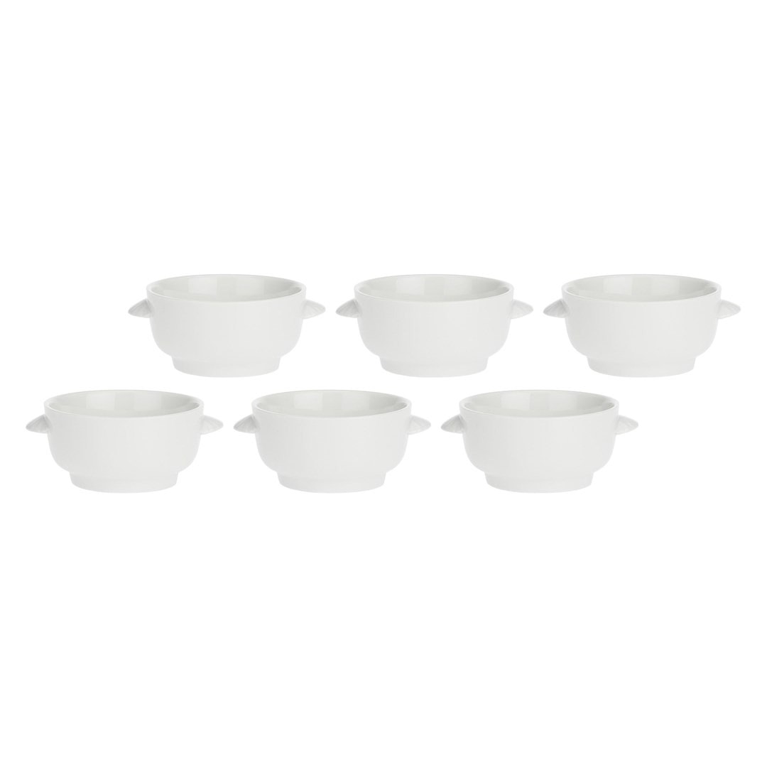 Terrine Set of 6 white soup bowls 12.5 cm