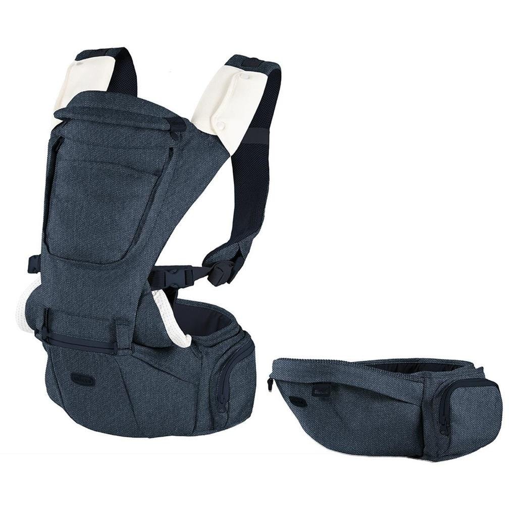 Hip Seat denim baby carrier - ergonomic and multifunctional up to 15 kg