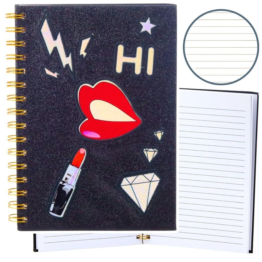 A5 Notebook/80K line glitter black - stylish accessory for school