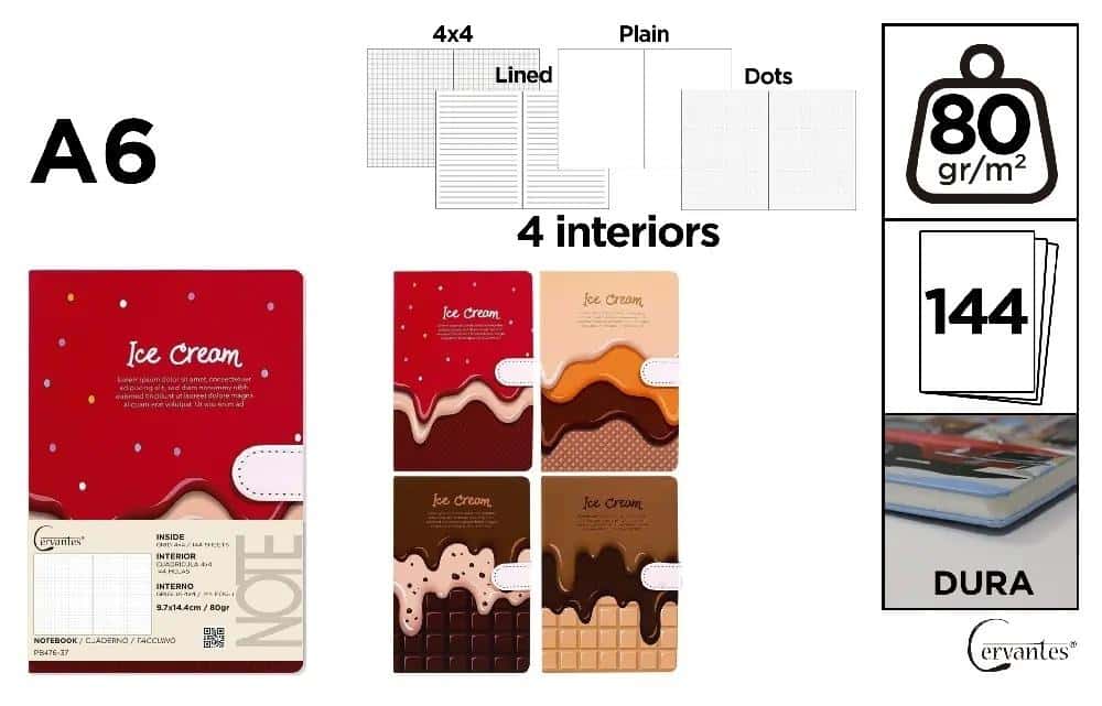 A6/144K notebook magnet ice cream MIX - ideal for school and office