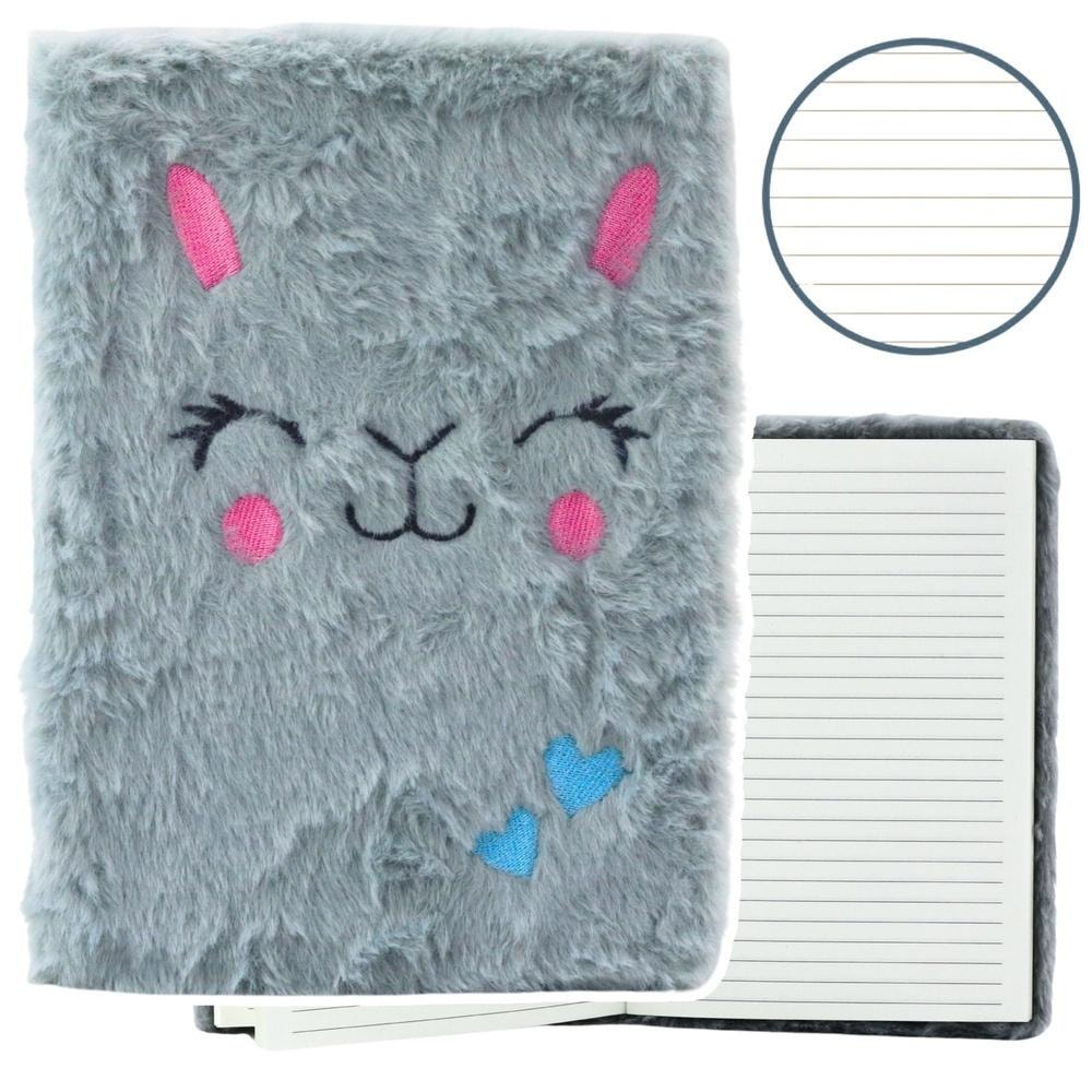 Leantoys Plush Notebook A5 Rabbit Grey - perfect for school and fun