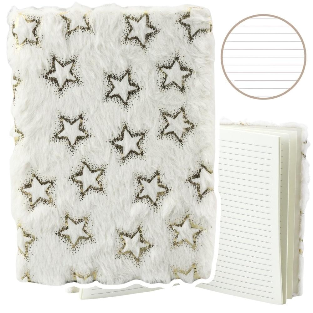Plush Notebook A5 Golden Stars - perfect for school and gift