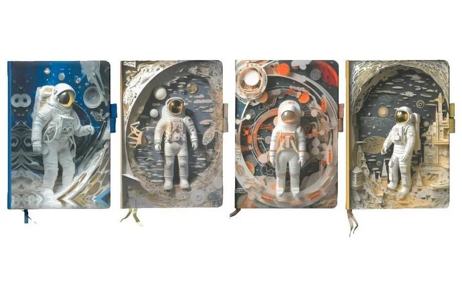 Fandy Notebook A5 80 Sheets with Elastic Band Line Cosmos Mix - ideal for note-taking