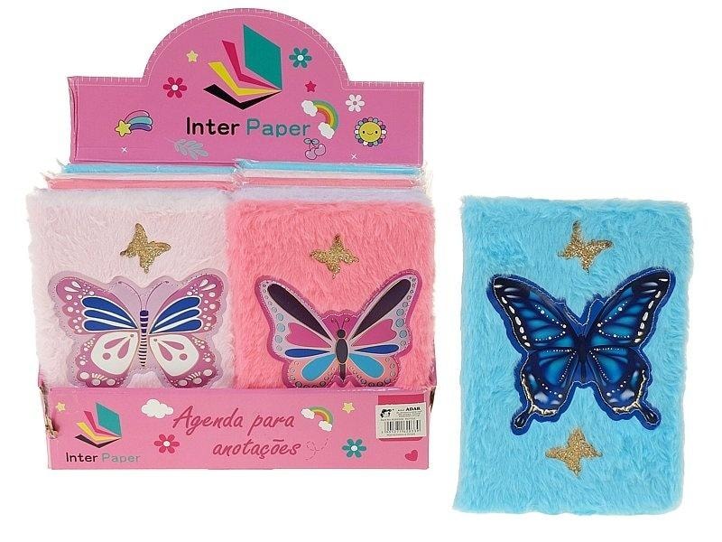 A5 Notebook with plush cover Butterflies Mix - ideal for taking notes