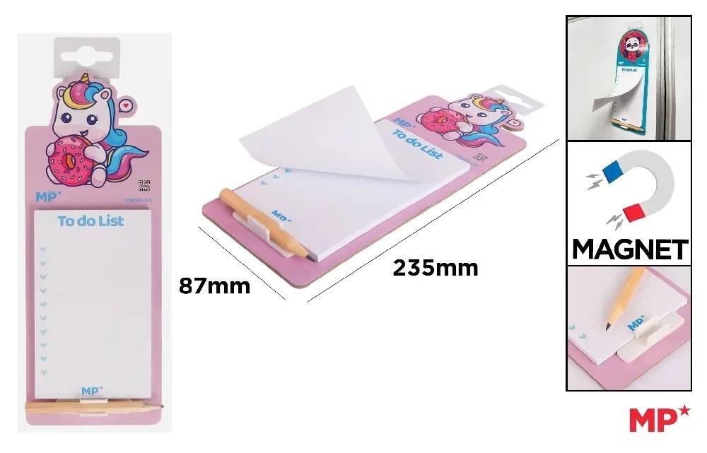 Magnetic notepad for fridge with pencil - Unicorn - ideal for notes