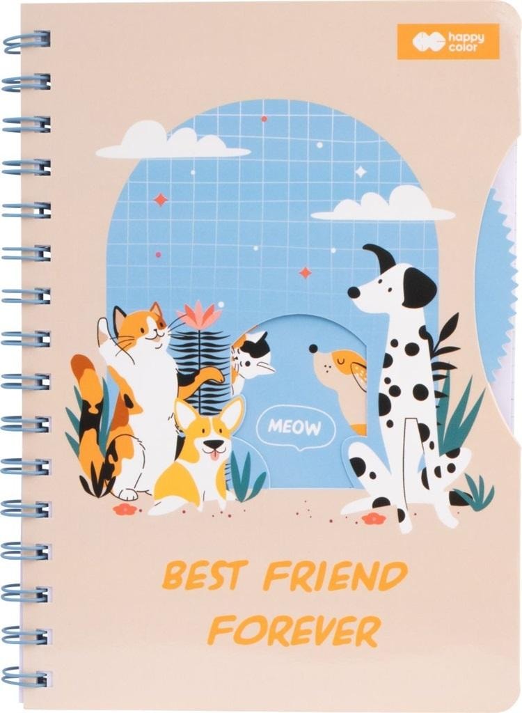 Happy Color Notes A5 - Notebook with cats and dogs with a moving window