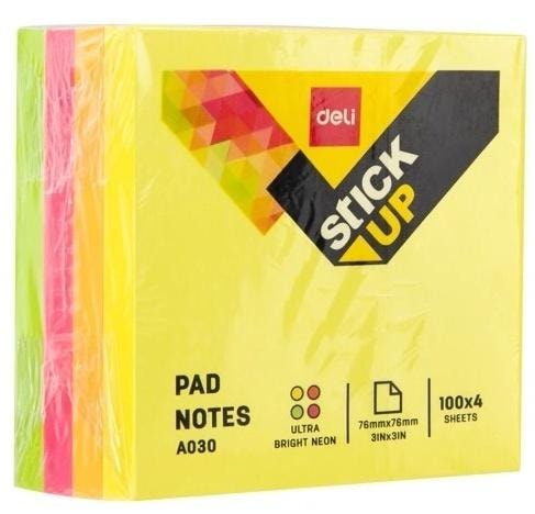Deli Self-adhesive notes 76x76mm 400pcs mix - ideal for notes