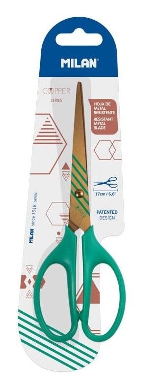 MILAN Scissors Copper 17 cm green - ideal for school and office