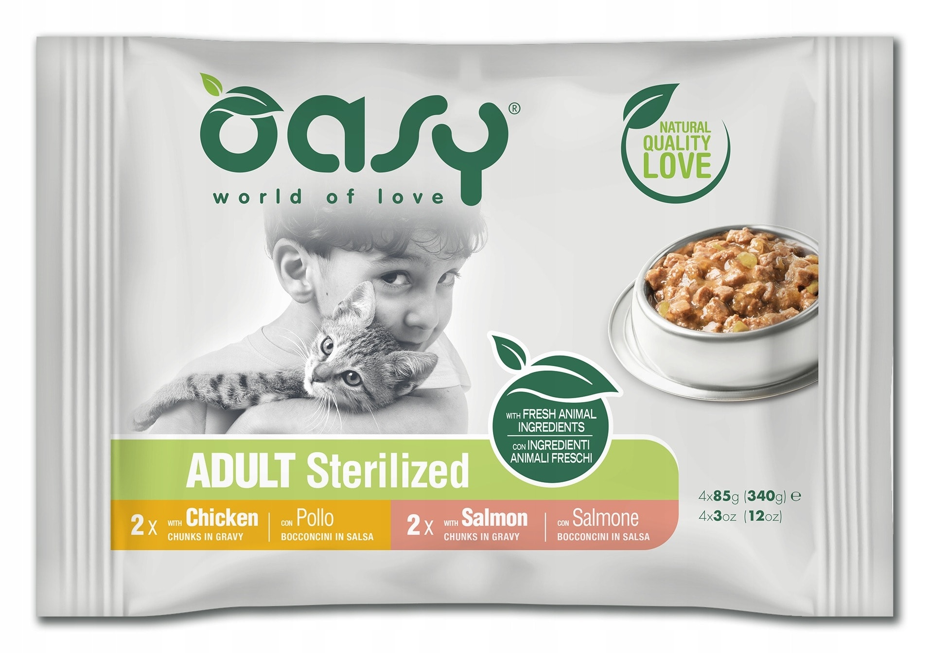 Oasy Adult Chunks in Gravy Multipack 4 x 85g - complete food for adult cats