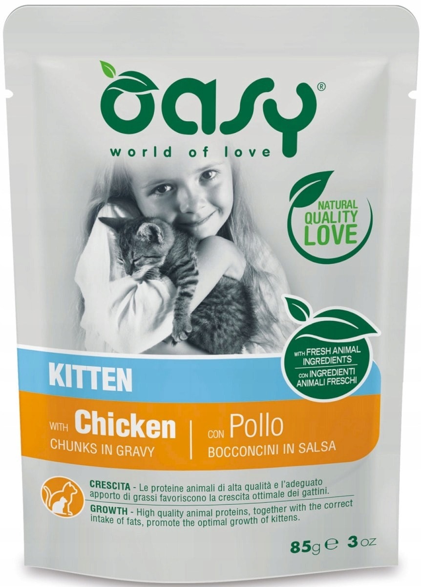 Oasy Chunks in gravy Chicken for kittens - Complete food 85 g
