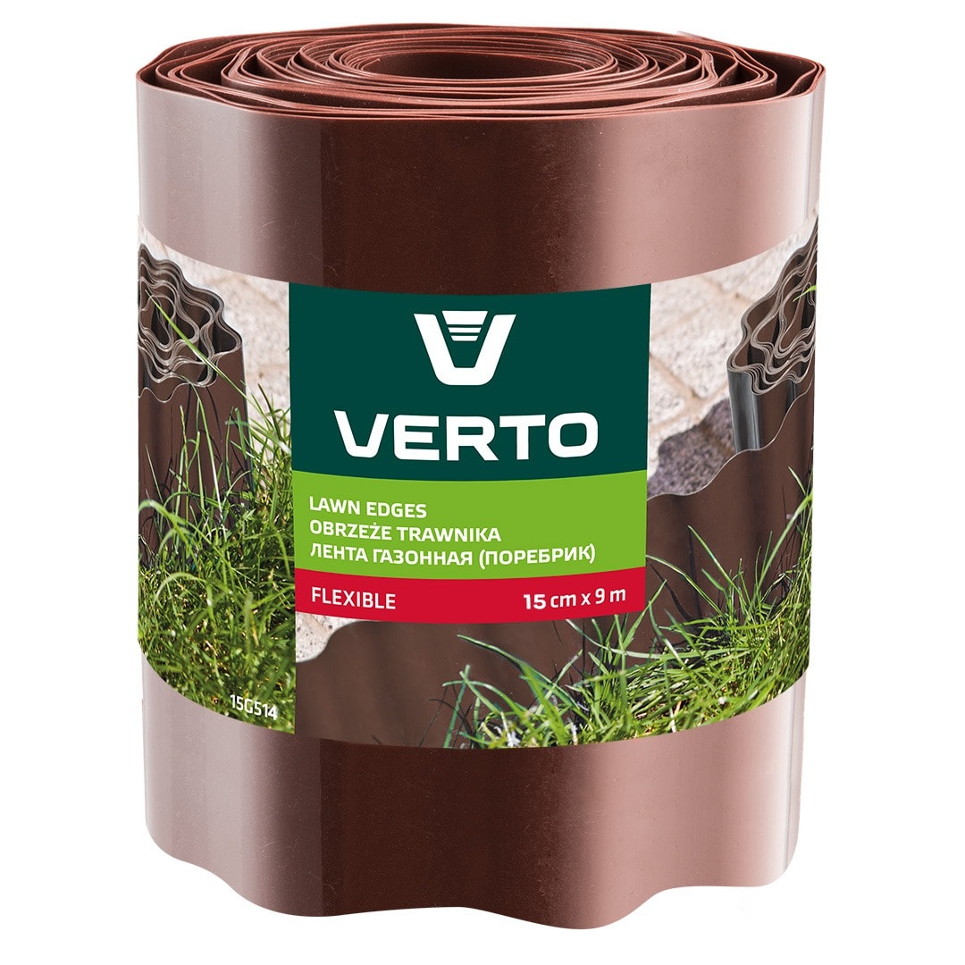 VERTO Lawn edging brown 15 cm x 9 m - aesthetic and durable