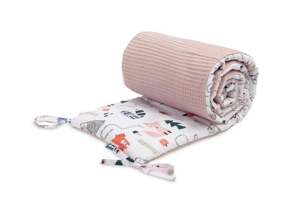 Sensillo Waffle Crib Bumper Fox pink - ideal for crib 120x60