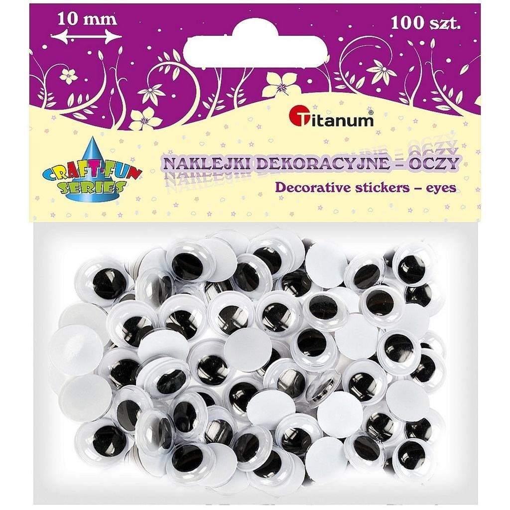 Self-adhesive Eyes - Round eyes without eyelashes 10mm 100pcs