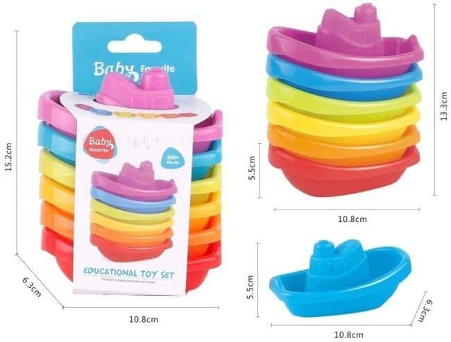 Merkpol Bath Boats Set - 6 colorful boats for children