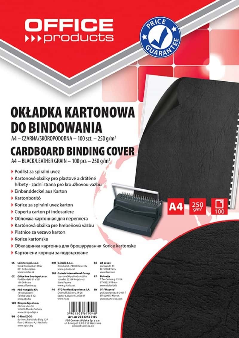A4 Binding Covers Cardboard 250gsm black 100 pieces