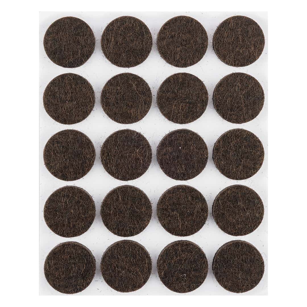 NEO TOOLS Felt pads round self-adhesive - dark brown 20mm, 20 pieces