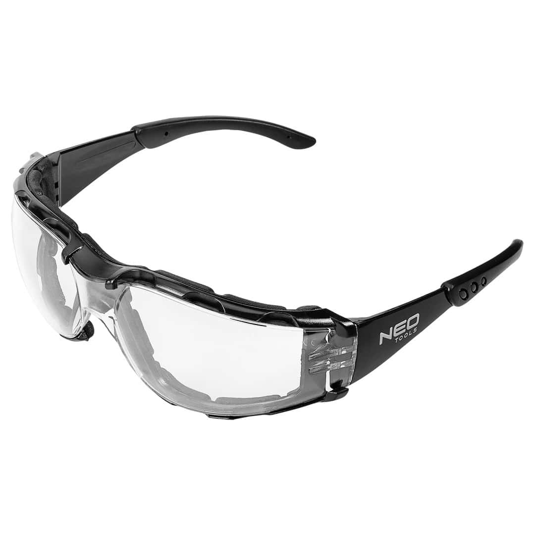 NEO Safety glasses with foam padding, clear lenses, FT class